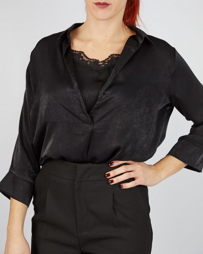 γυναικείο επίσημο πουκάμισο μαύρο μακρυμάνικο