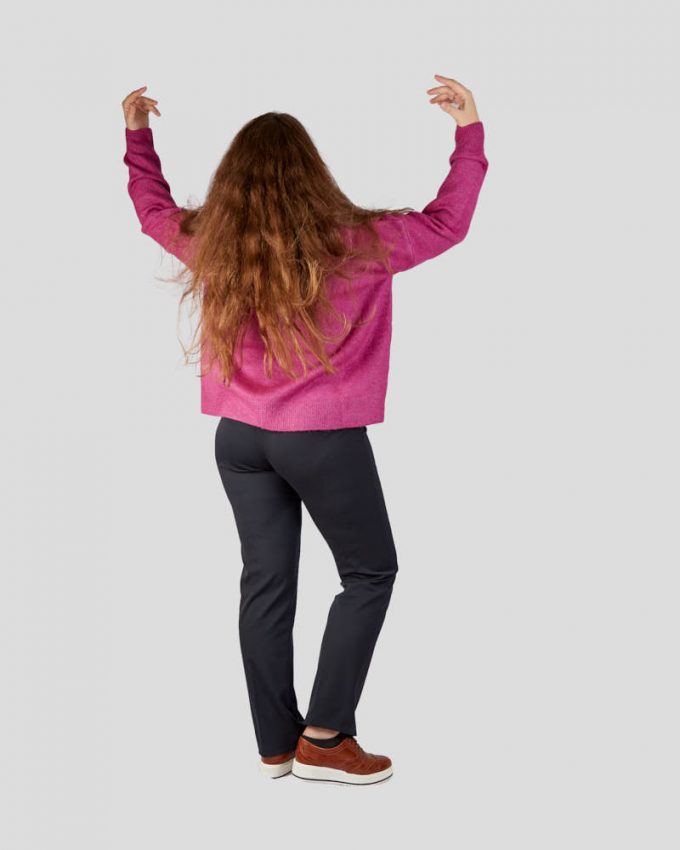 Γυναικεία πλεκτή μπλούζα oversized πουλόβερ με ψηλό γιακά ζιβάγκο σε χρώμα ματζέντα άνετη και ζεστή με τέλεια εφαρμογή