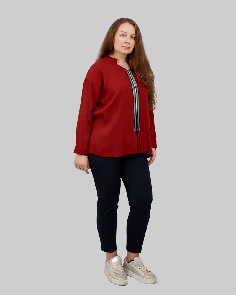 SOU Γυναικείο πουκάμισο με φερμουάρ 100% ασετατ