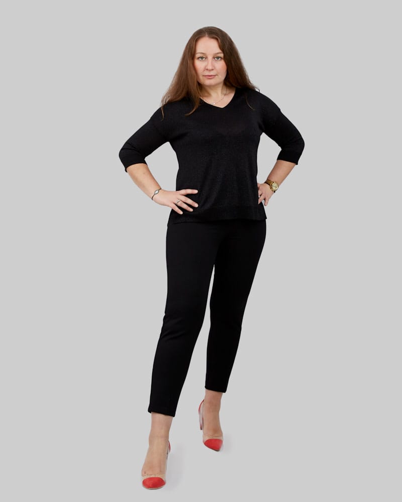 SOU Γυναικείο παντελόνι Bigsize μαύρο 65% βαμβάκι