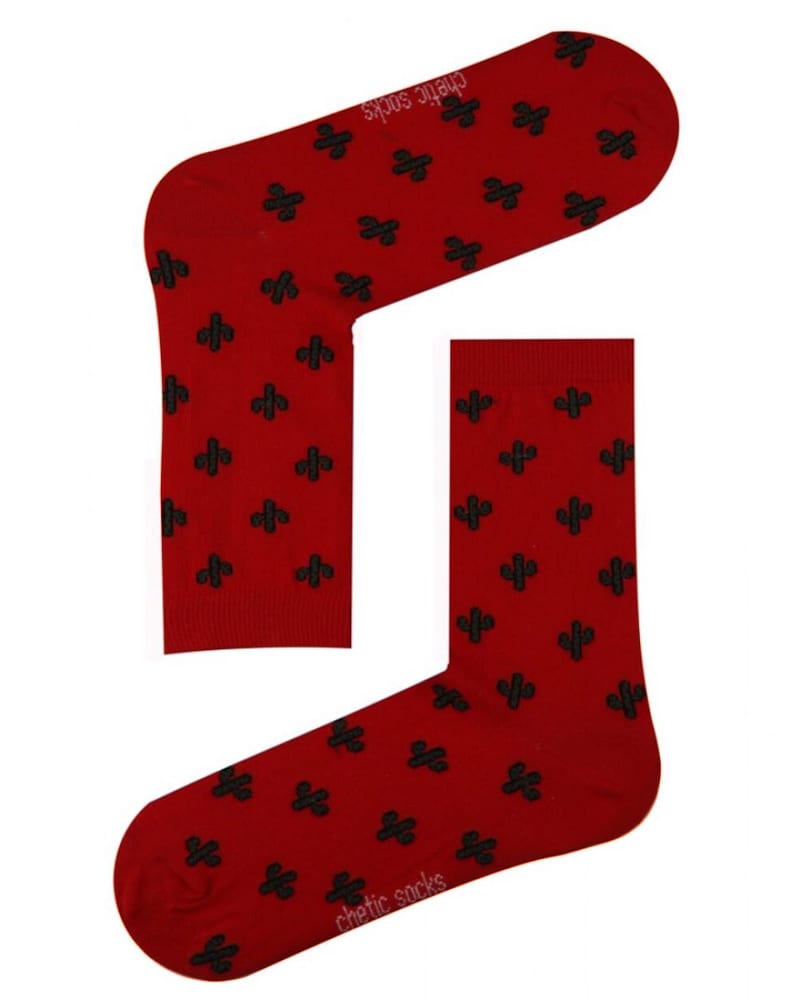 Κάλτσες με κάκτο κόκκινο unisex 78% βαμβάκι