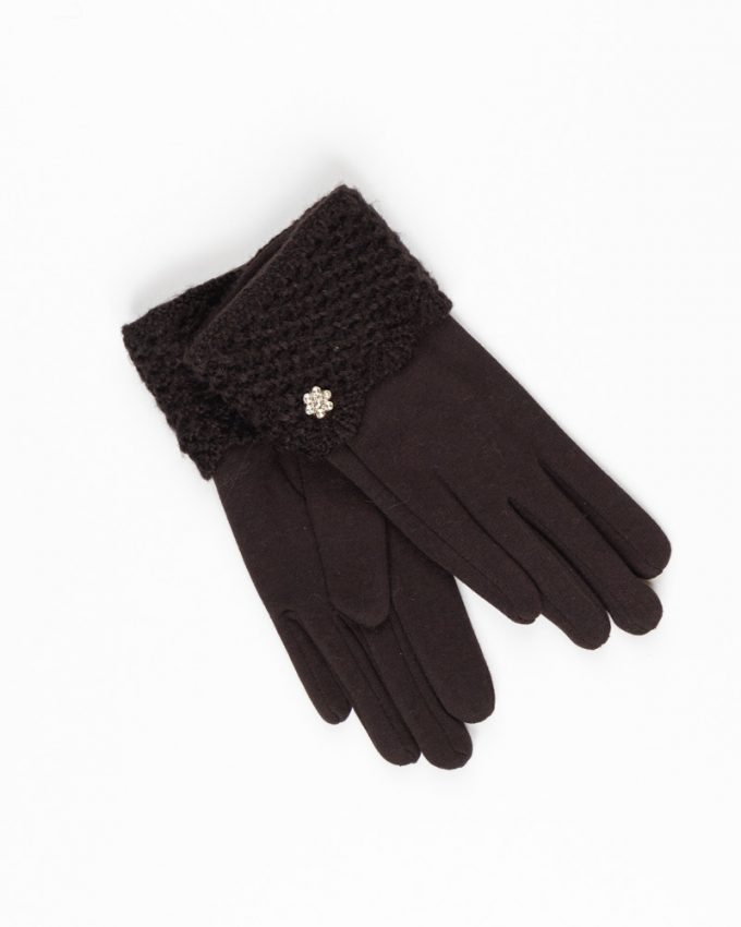 Γυναικεία μονόχρωμα απλά γάντια καστόρι με διακριτικά γουνάκια στους καρπούς σε μαύρο κόκκινο και γκρι χρώμα
