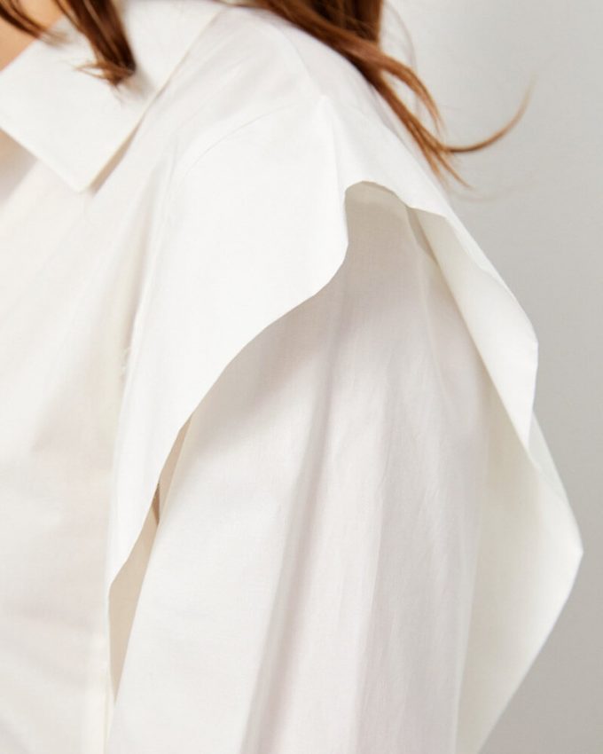 γυναικεία μοντέρνα πουκαμίσα λευκή με ζώνη