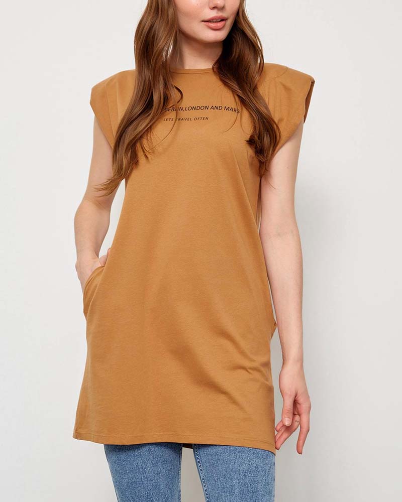 Γυναικείο μπλουζο-φόρεμα με βάτες 100% βαμβακέρο