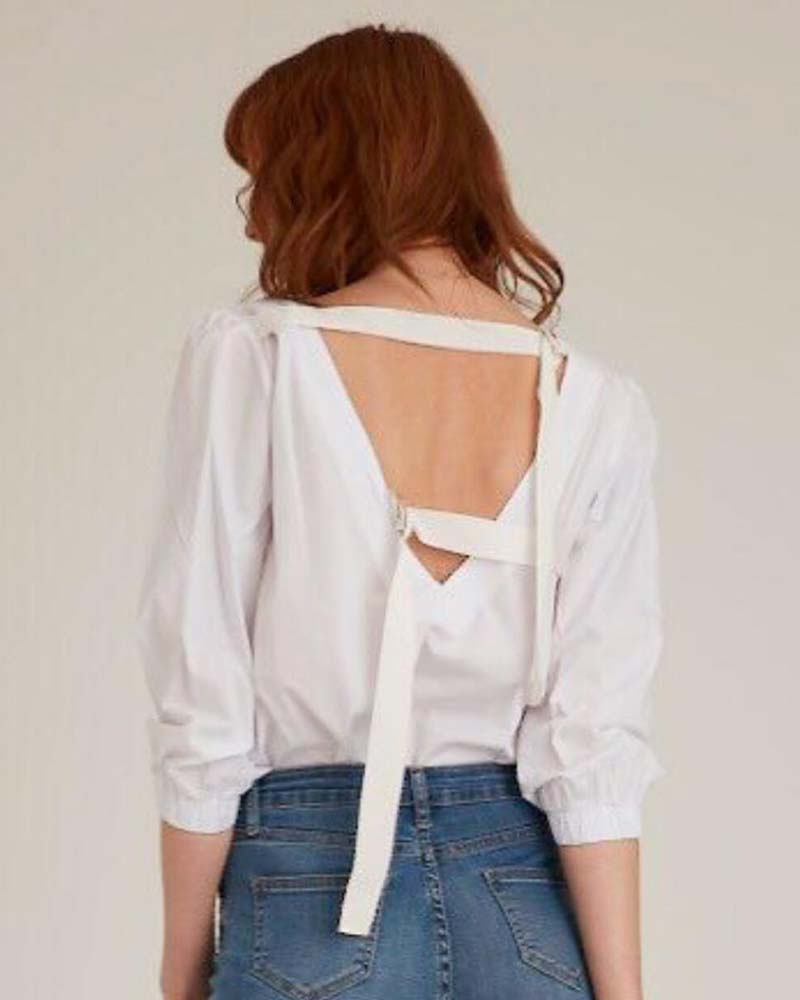 Γυναικεία μπλούζα με λεπτομέρεια στο πίσω μέρος 100% βαμβακέρο
