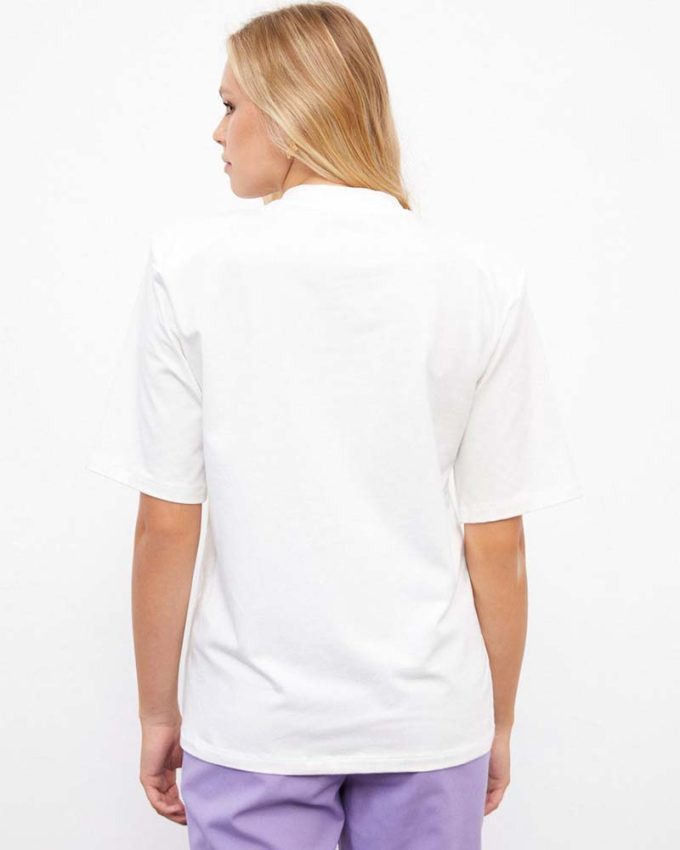 Λευκό Γυναικείο κοντομάνικο T-shirt με βάτες