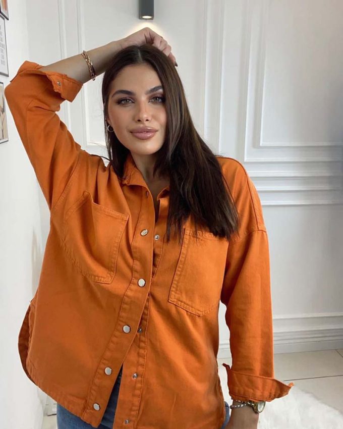 γυναικείο τζιν πορτοκαλί πουκάμισο