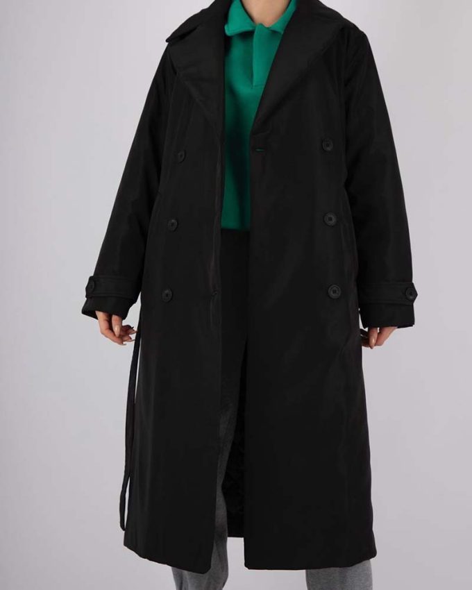γυναικείο παλτό μαύρο με κουμπιά
