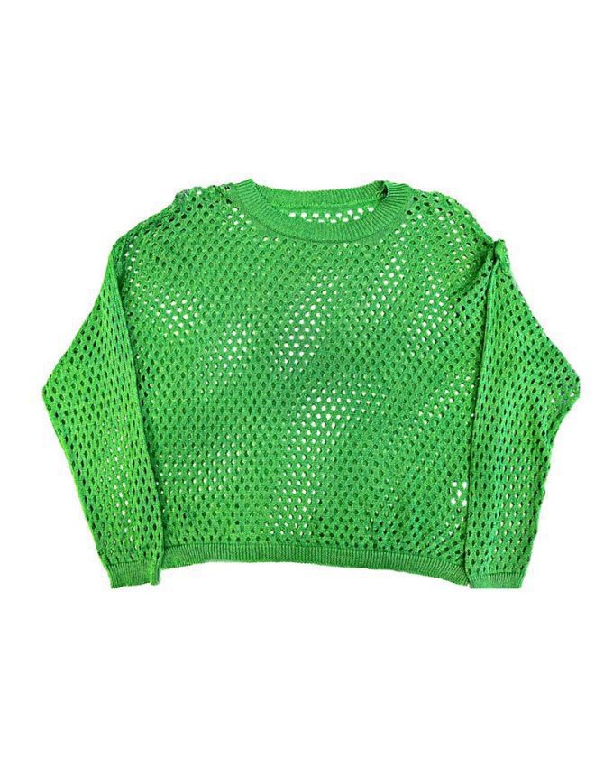 πράσινο διάτρητο γυναικεία μπλούζα λεπτής πλέξης