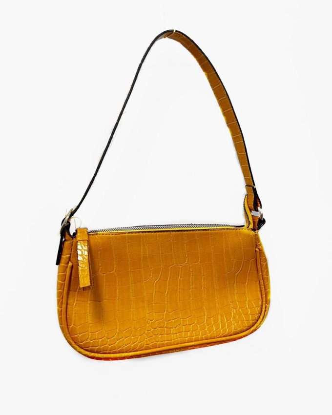 γυναικεία κροκό τσάντα σε χρυσό χρώμα
