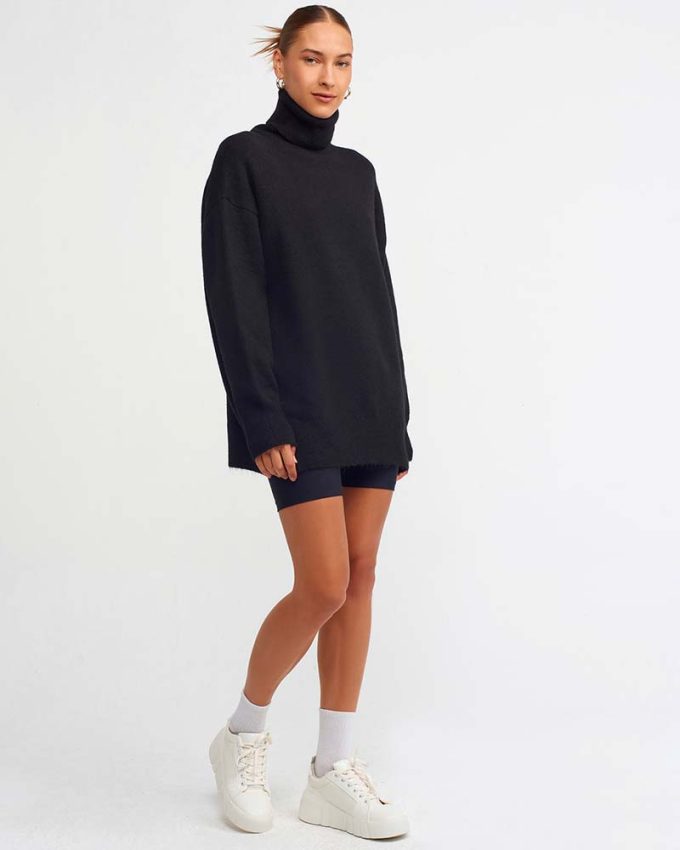 γυναικείο πλεκτό πουλόβερ μαύρο ζιβάγκο