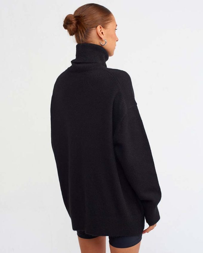 γυναικείο πλεκτό πουλόβερ μαύρο ζιβάγκο