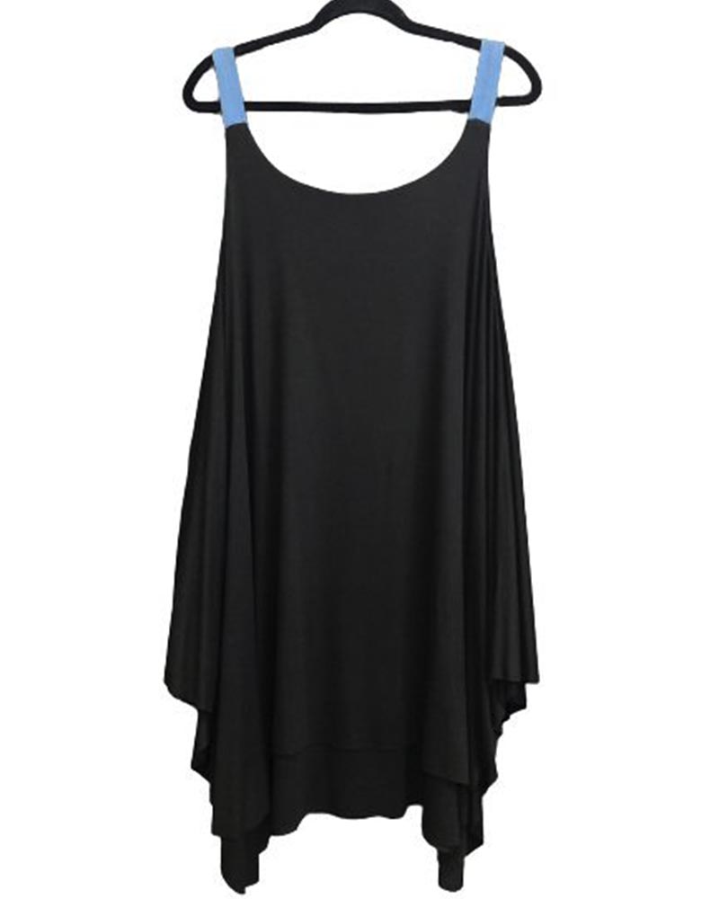 Hypass γυναικείο ασύμμετρο φόρεμα με denim ράντα 100% βισκόζη