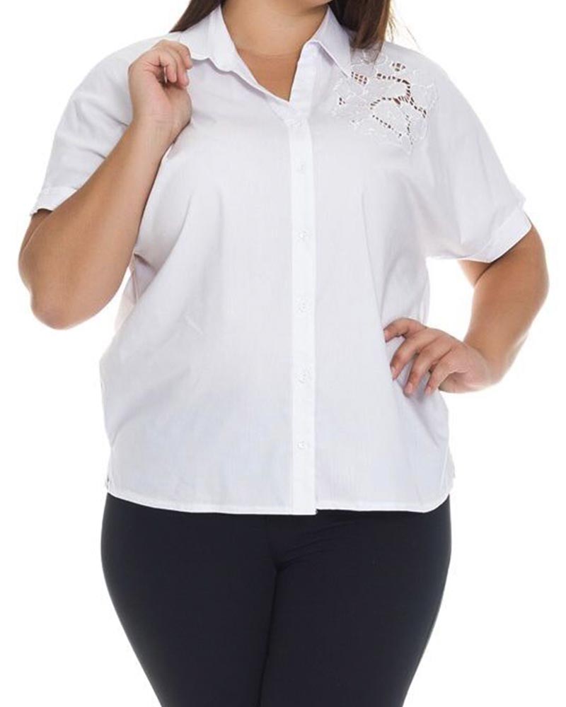 SOU Miessa γυναικείο πουκάμισο με διάτρητο σχέδιο 3% ελασταν, 32% πολυεστερ, 65% βαμβάκι