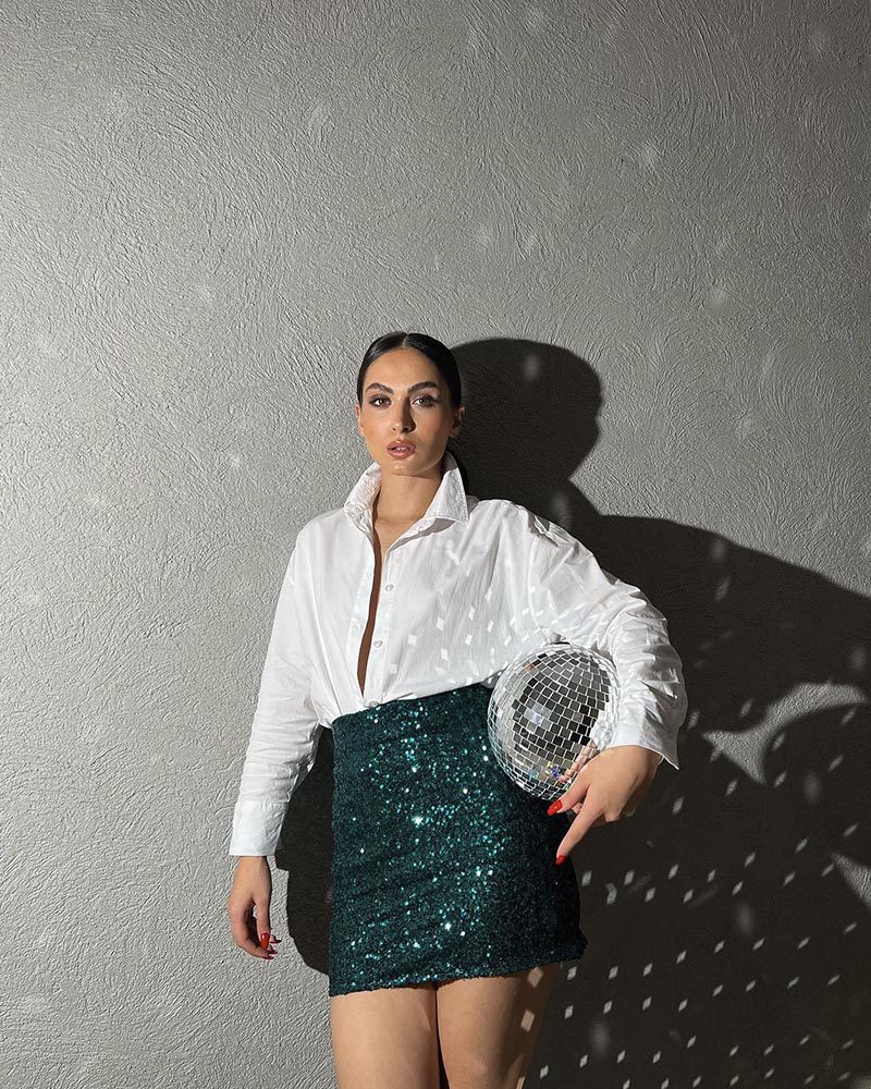 SOU Iris γυναικεία φούστα με παγιέτες 100% πολυεστερ