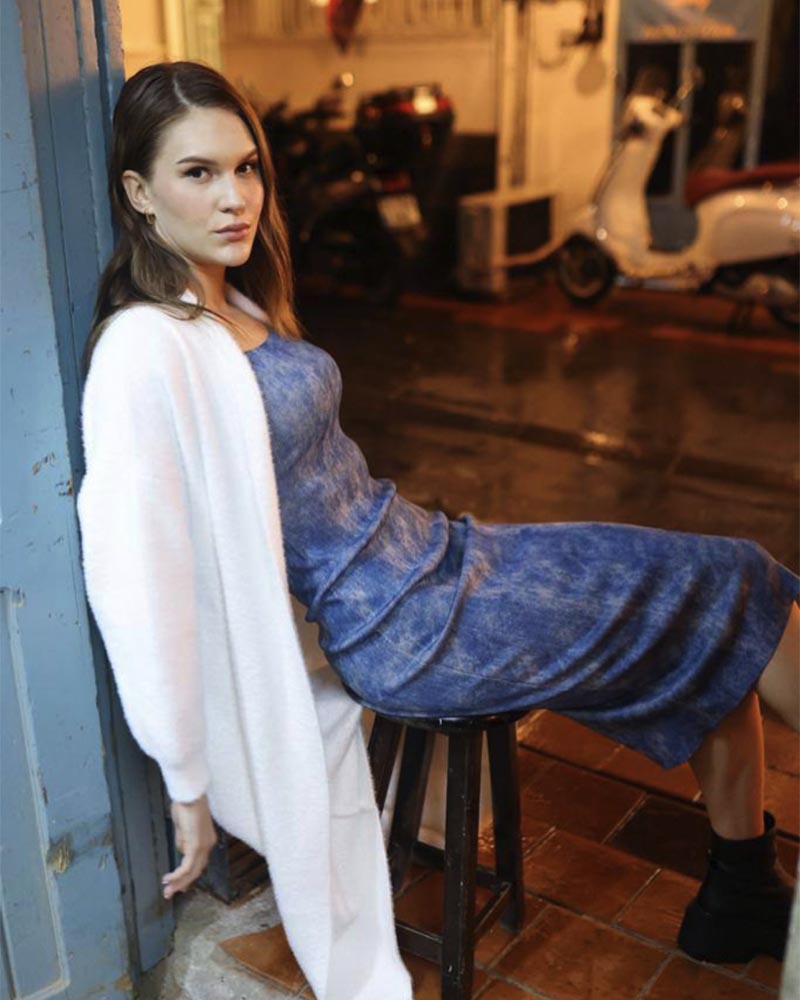Clare γυναικείο μιντι φόρεμα με τιράντες 100% πολυεστερ