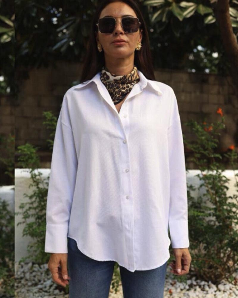 Lina Γυναικείο πουκάμισο λευκό 35%πολυεστερ, 65% βαμβάκι