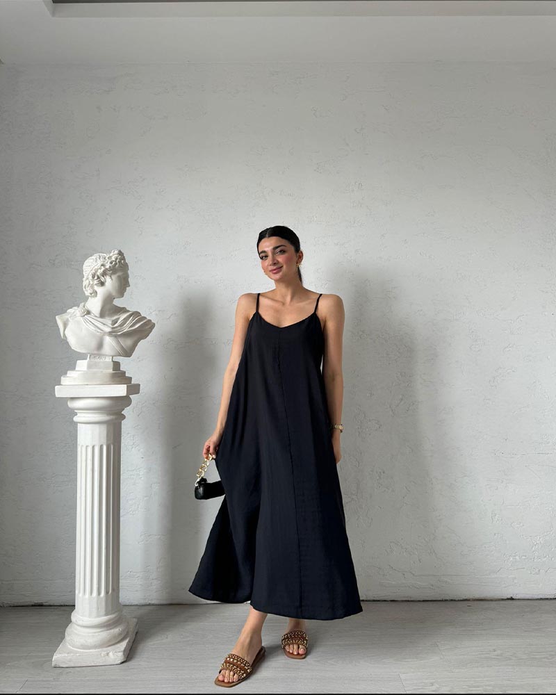 ELI γυναικείο midi φόρεμα (μαύρο) 17%πολυεστερ, 83%modal