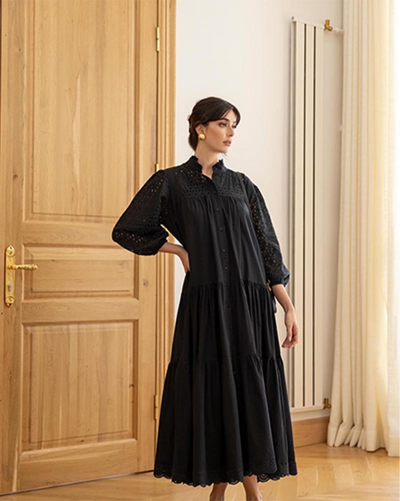 Mira boho φόρεμα maxi (μαύρο) 100% βαμβακέρο